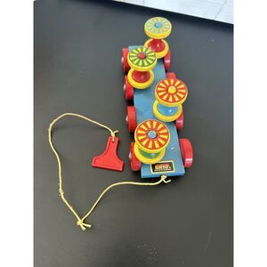 Vintage Large Brio Pull Toy Spool Wagon